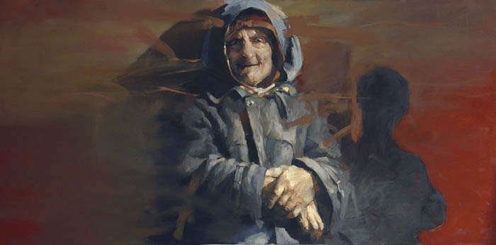 Máthé Lászlo(Koldus,2011,200x100cm,olaj,vászon)